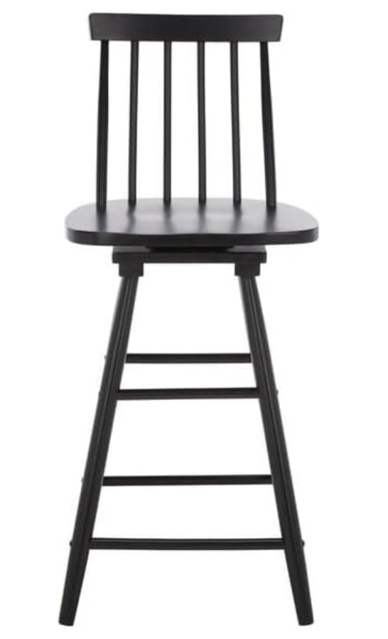 Farmhouse black spindle counterheight swivel wood barstool🍷