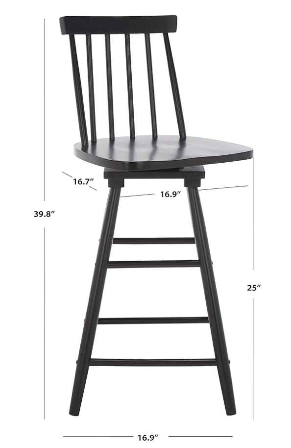 Farmhouse black spindle counterheight swivel wood barstool🍷