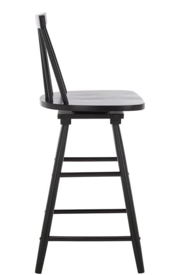 Farmhouse black spindle counterheight swivel wood barstool🍷