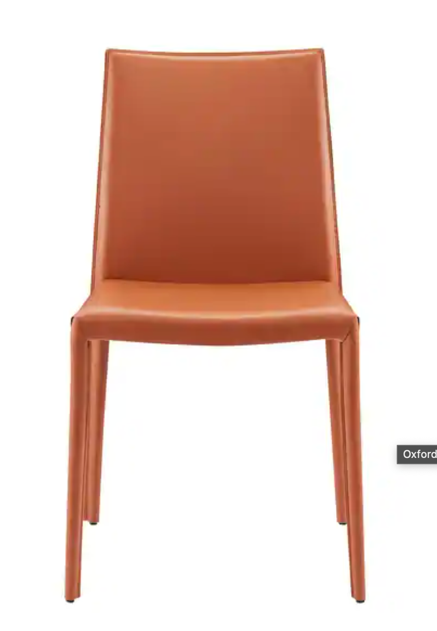 Modern leather upholstered terracotta dining chair 🧡