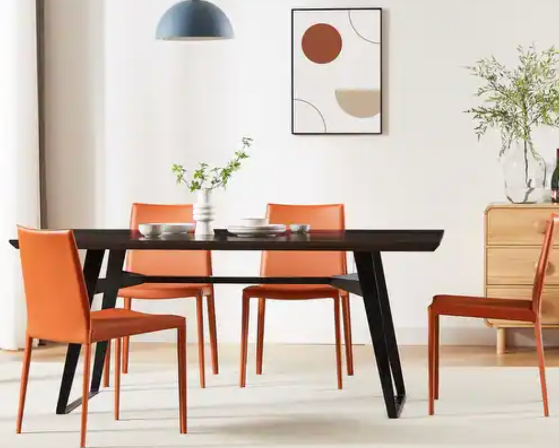 Modern leather upholstered terracotta dining chair 🧡