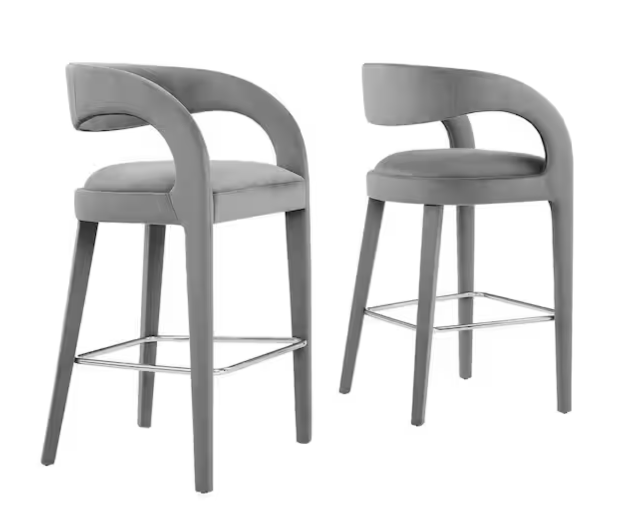 2 gray silver performance velvet barheight barstools π©Άπ₯