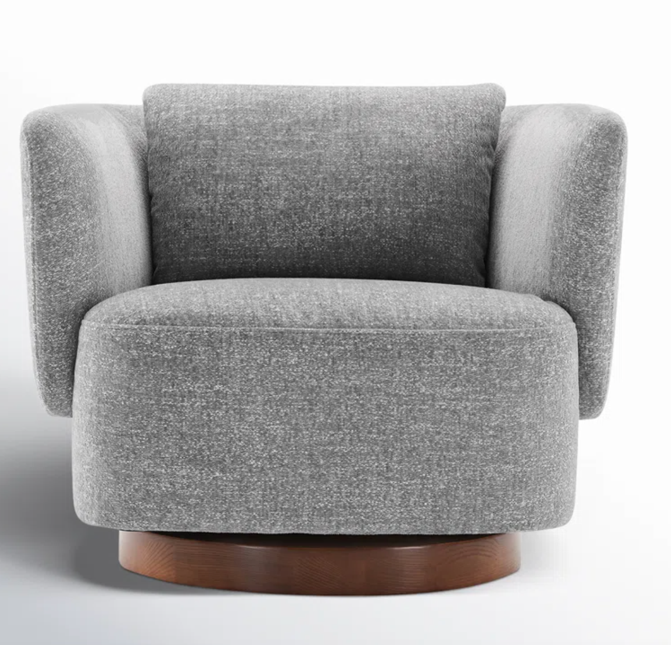 Super soft grey tweed 35'' wide swivel armchair 🩶