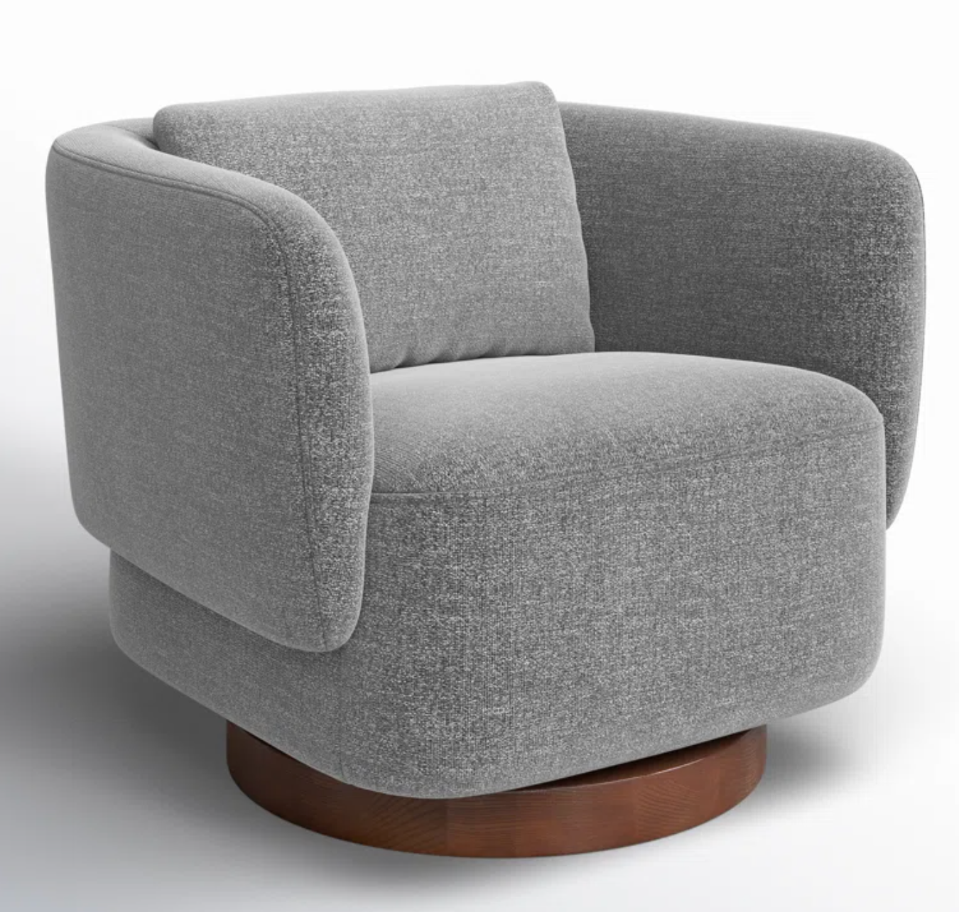 Super soft grey tweed 35'' wide swivel armchair 🩶