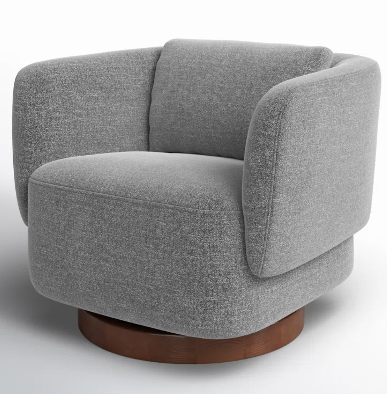 Super soft grey tweed 35'' wide swivel armchair 🩶