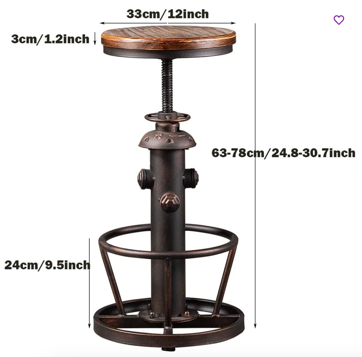 Retro steampunk deco industrial adjustable fire hydrant barstool 🥃