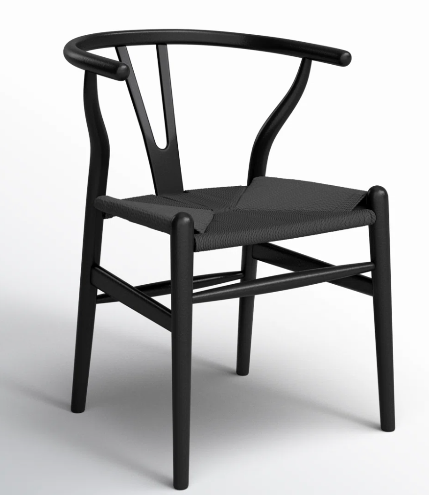 Black woven wishbone dining chair 🖤