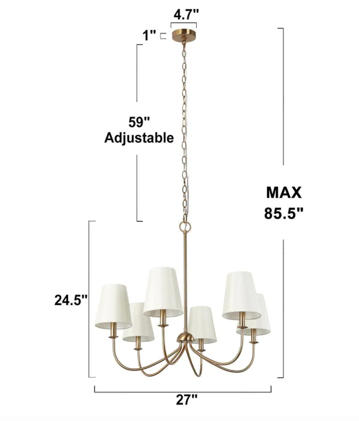 MCM 6-light gold chandelier w/ fabric shade ✨