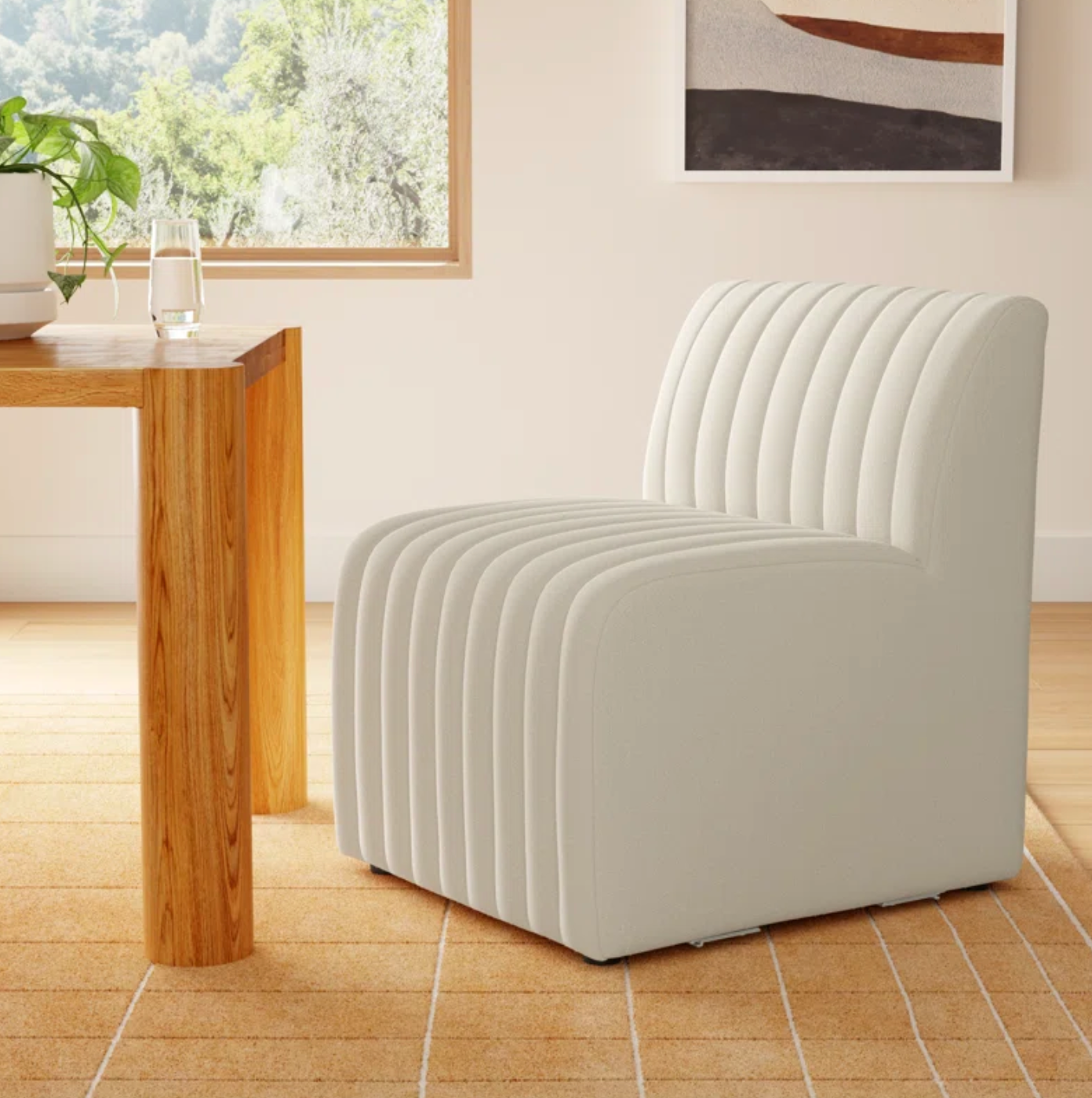 Tufted oatmeal accent chair ♡