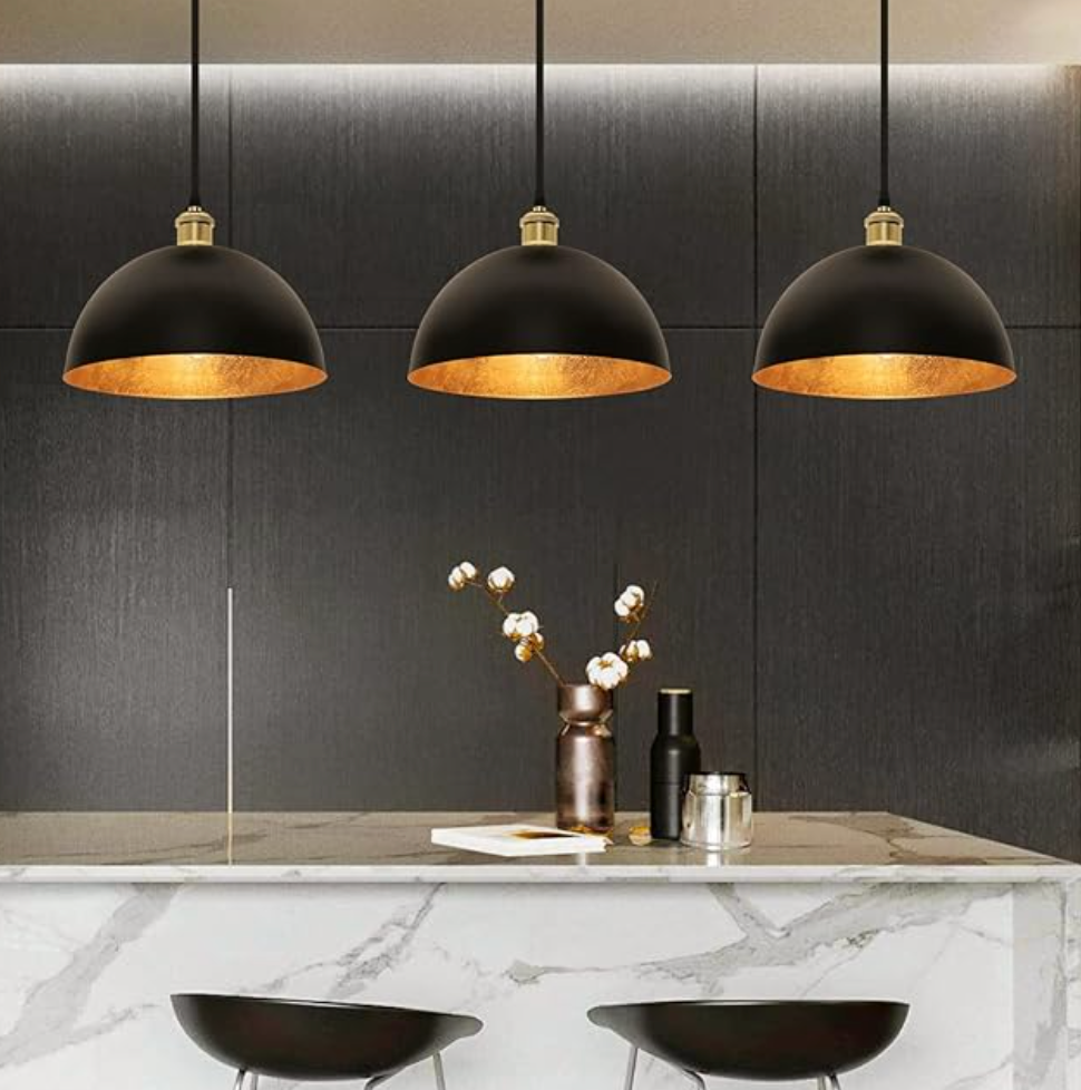 Black & gold leaf vintage-inspired pendant light 💫