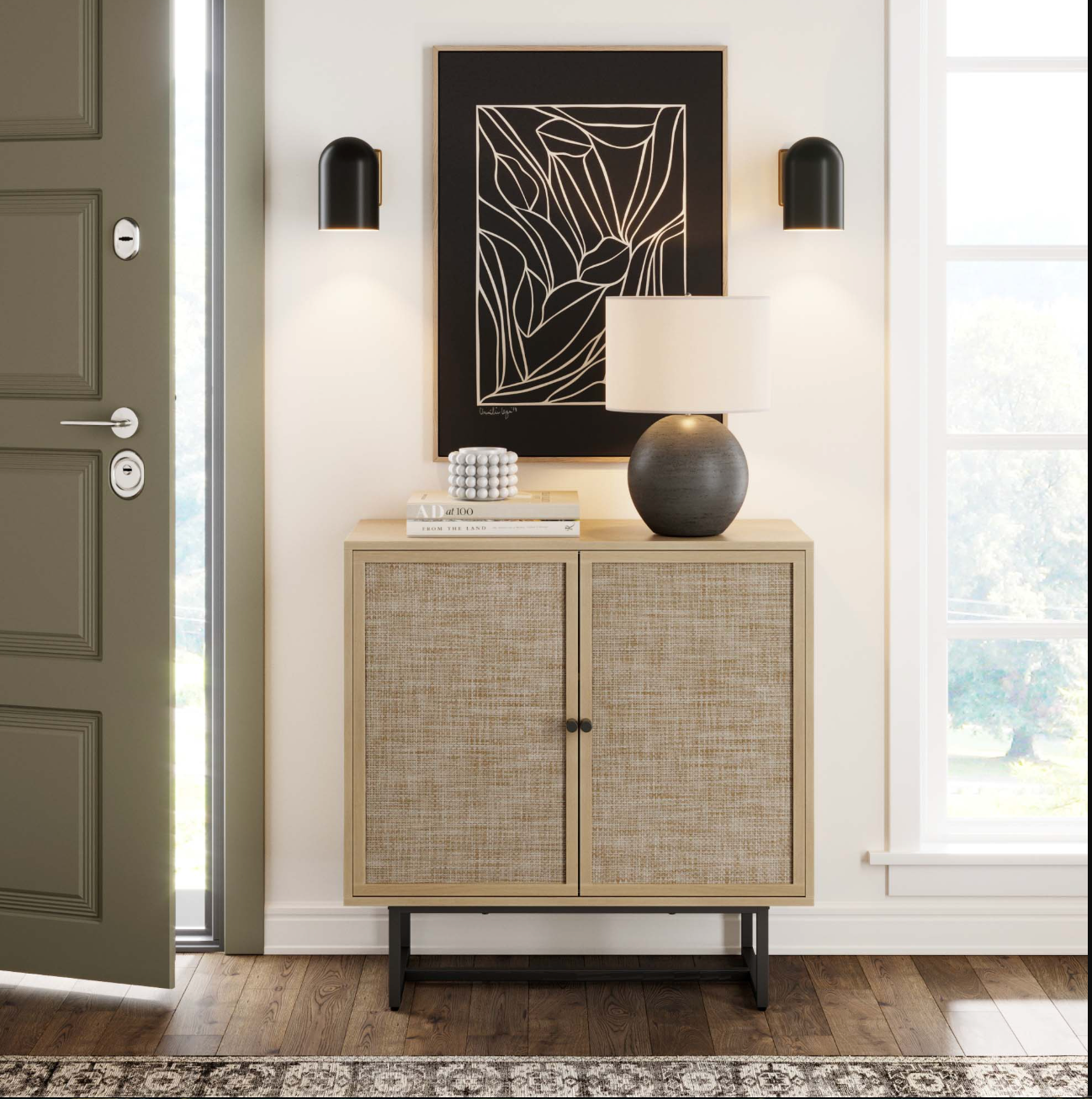 Wood & rattan Nathan James light oak storage cabinet 🌻