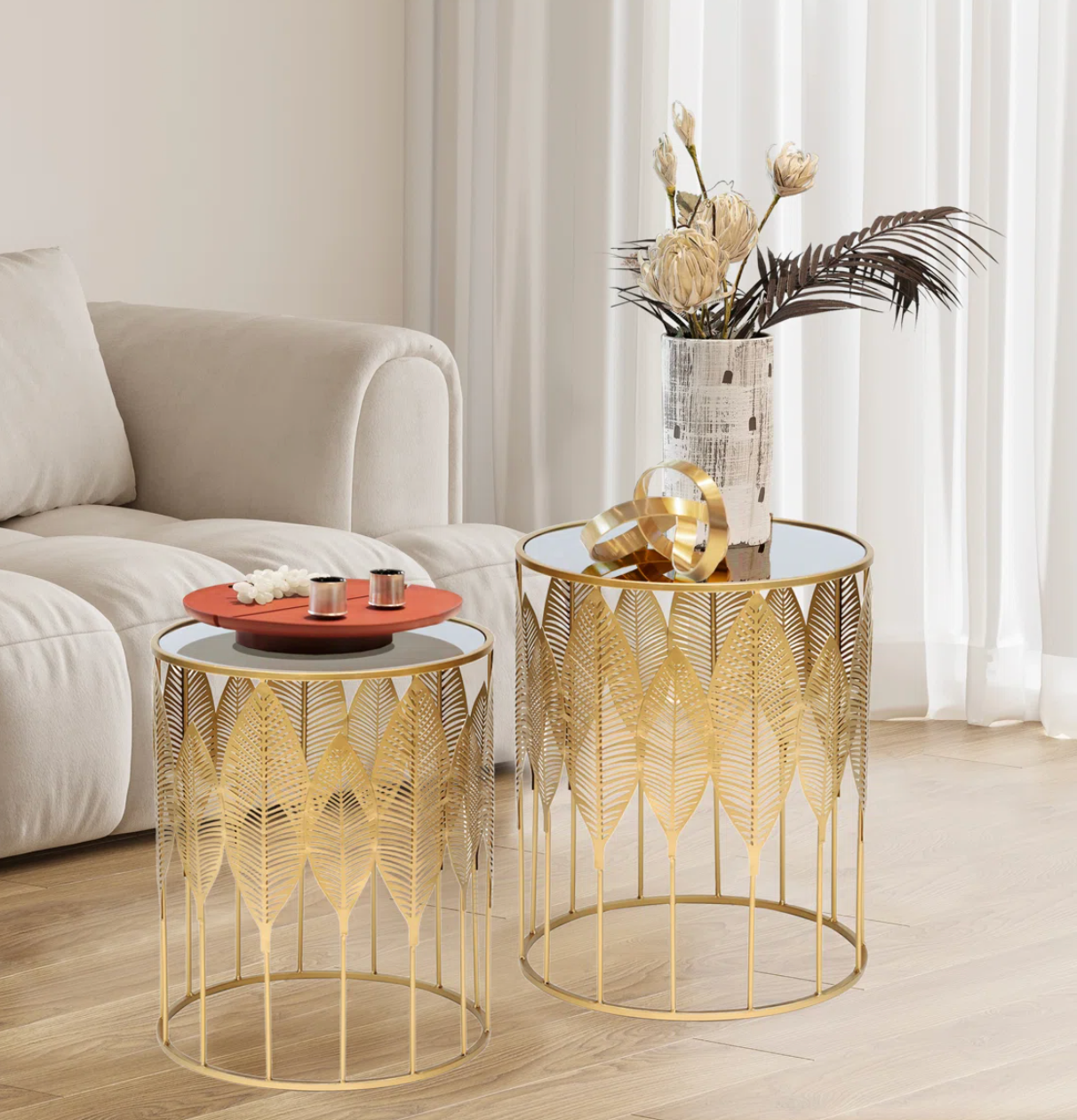 2 mirrored gold end tables ✨