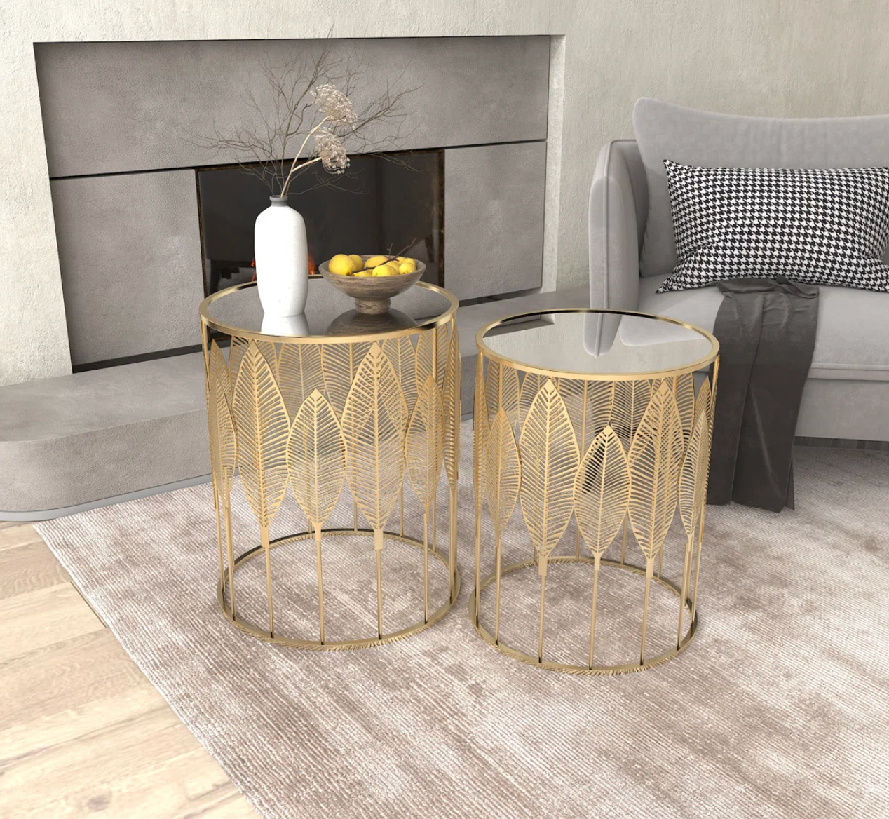 2 mirrored gold end tables ✨