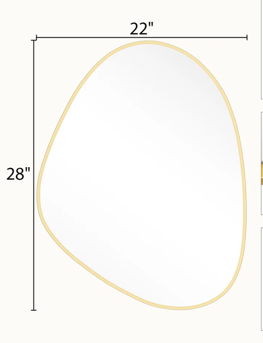 Irregular asymmetrical gold 28''x20'' mirror 🪞