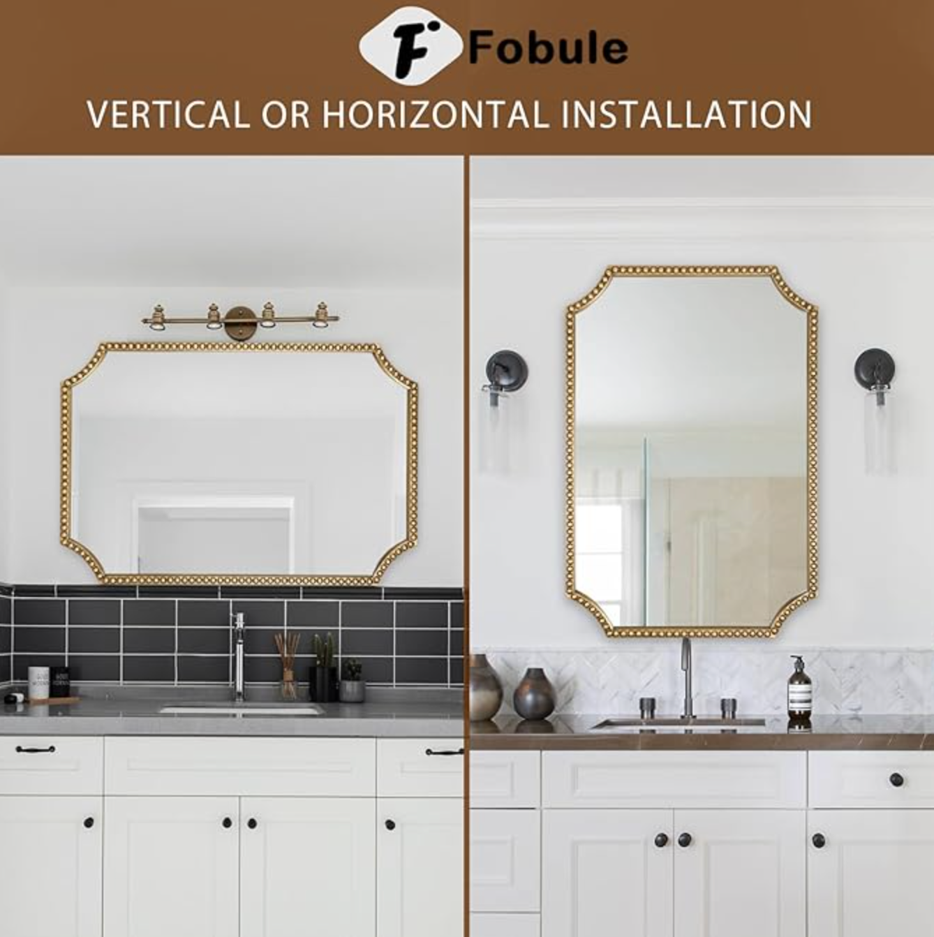 Antique gold 24"x36" mirror w/ scalloped corners 🪞