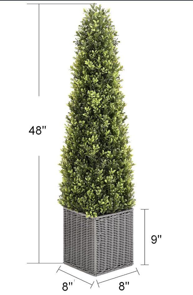 Set of 2 potted 4ft faux boxwood trees 🌳