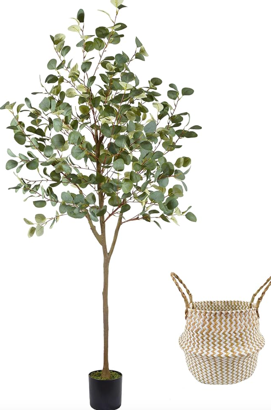 6ft faux eucalyptus tree w/ basket 🌱