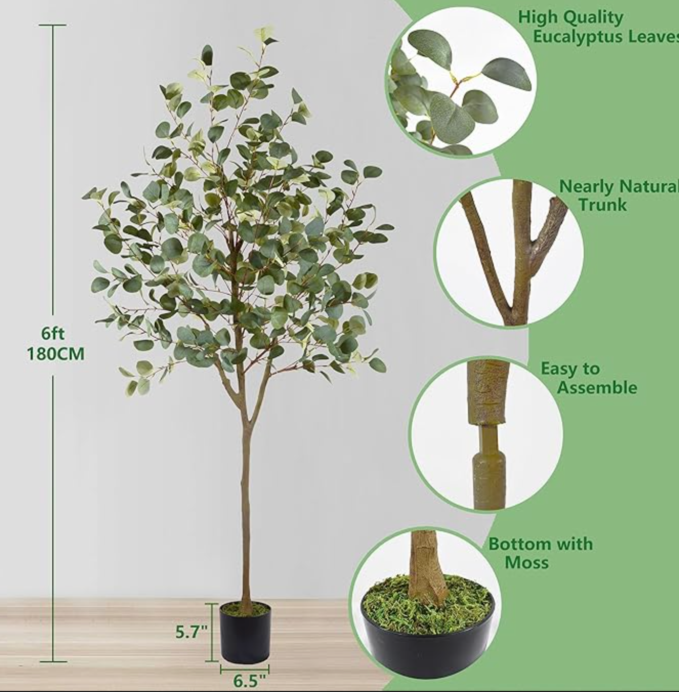 6ft faux eucalyptus tree w/ basket 🌱