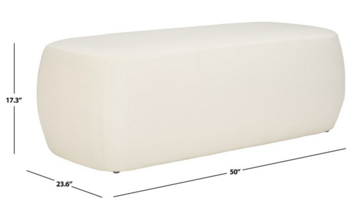 Cream rectangular 50" wide velvet ottoman 🍶