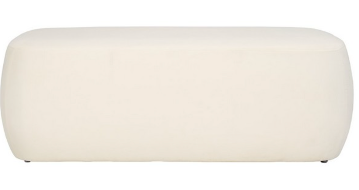 Cream rectangular 50" wide velvet ottoman 🍶