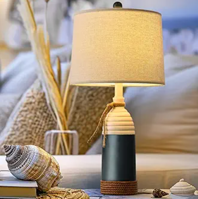 Modern coastal nautical 23.75" navy blue lamp ⛵