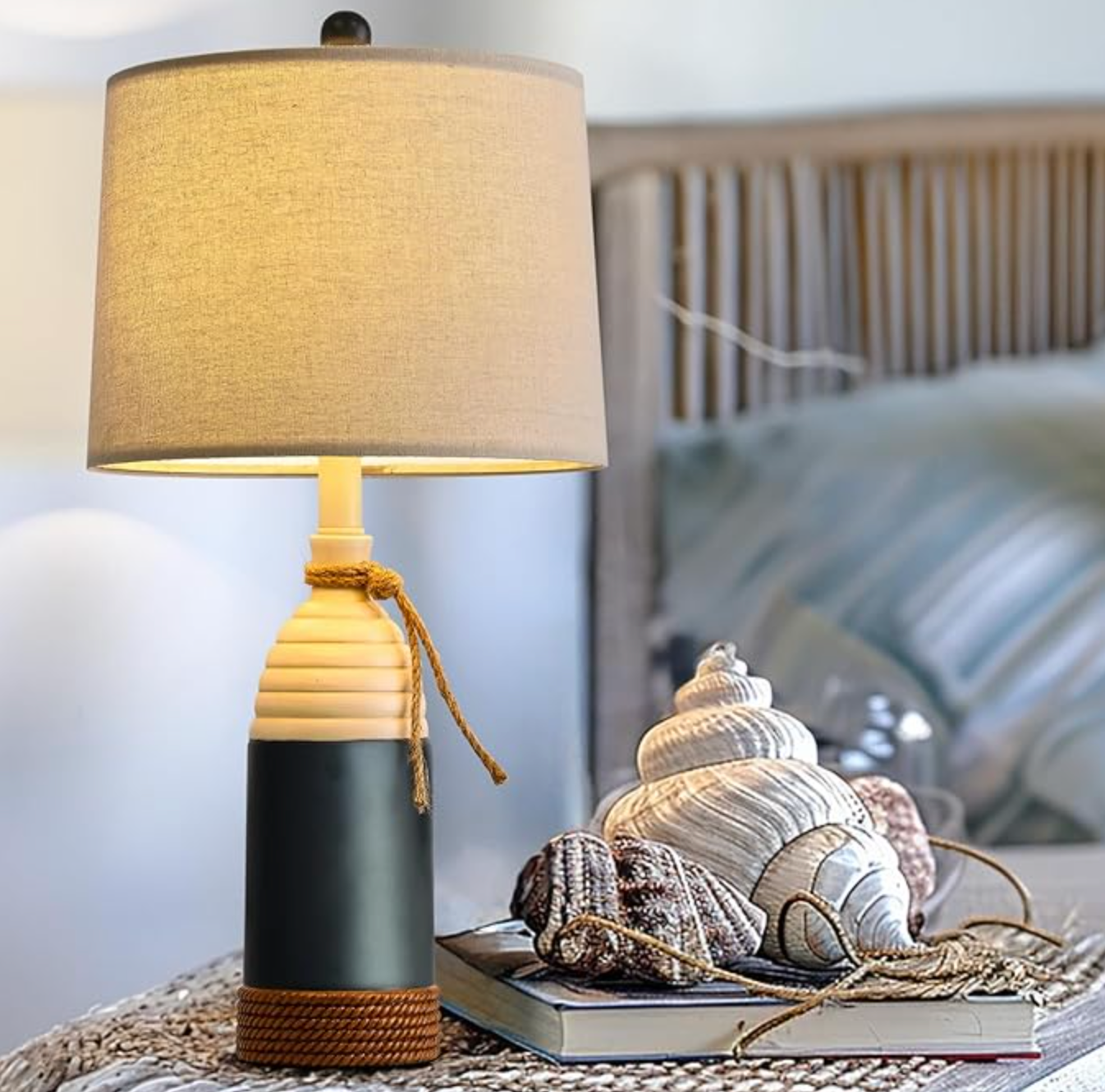 Modern coastal nautical 23.75" navy blue lamp ⛵