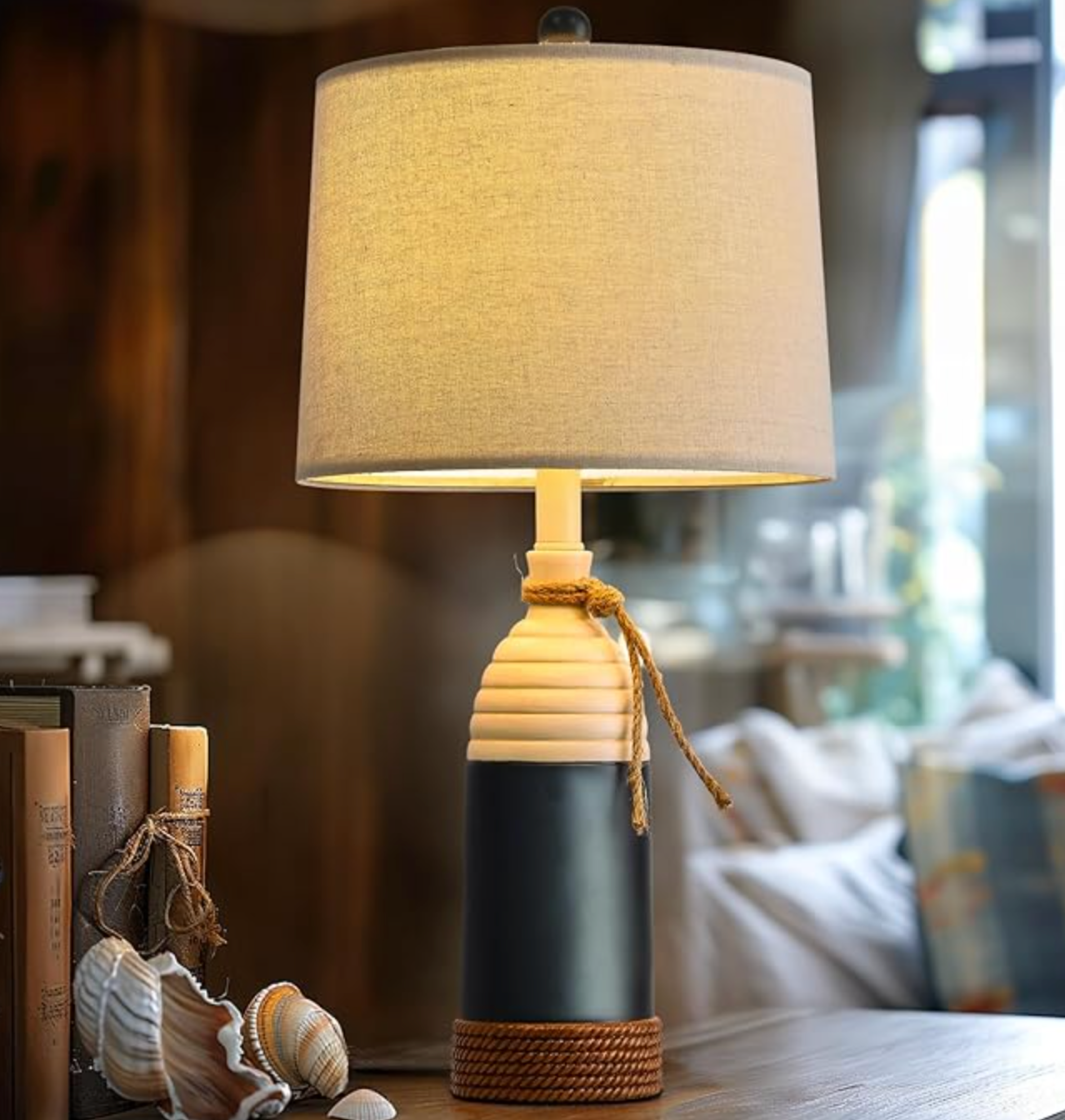 Modern coastal nautical 23.75" navy blue lamp ⛵