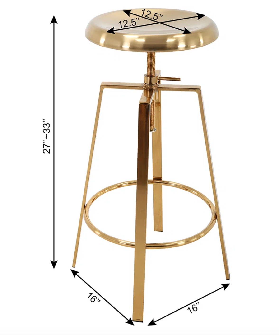 2 gold metal adjustable swivel backless counterheight barstools 🥂