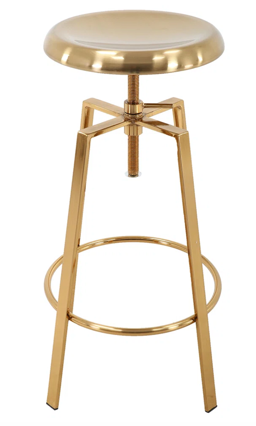 2 gold metal adjustable swivel backless counterheight barstools 🥂