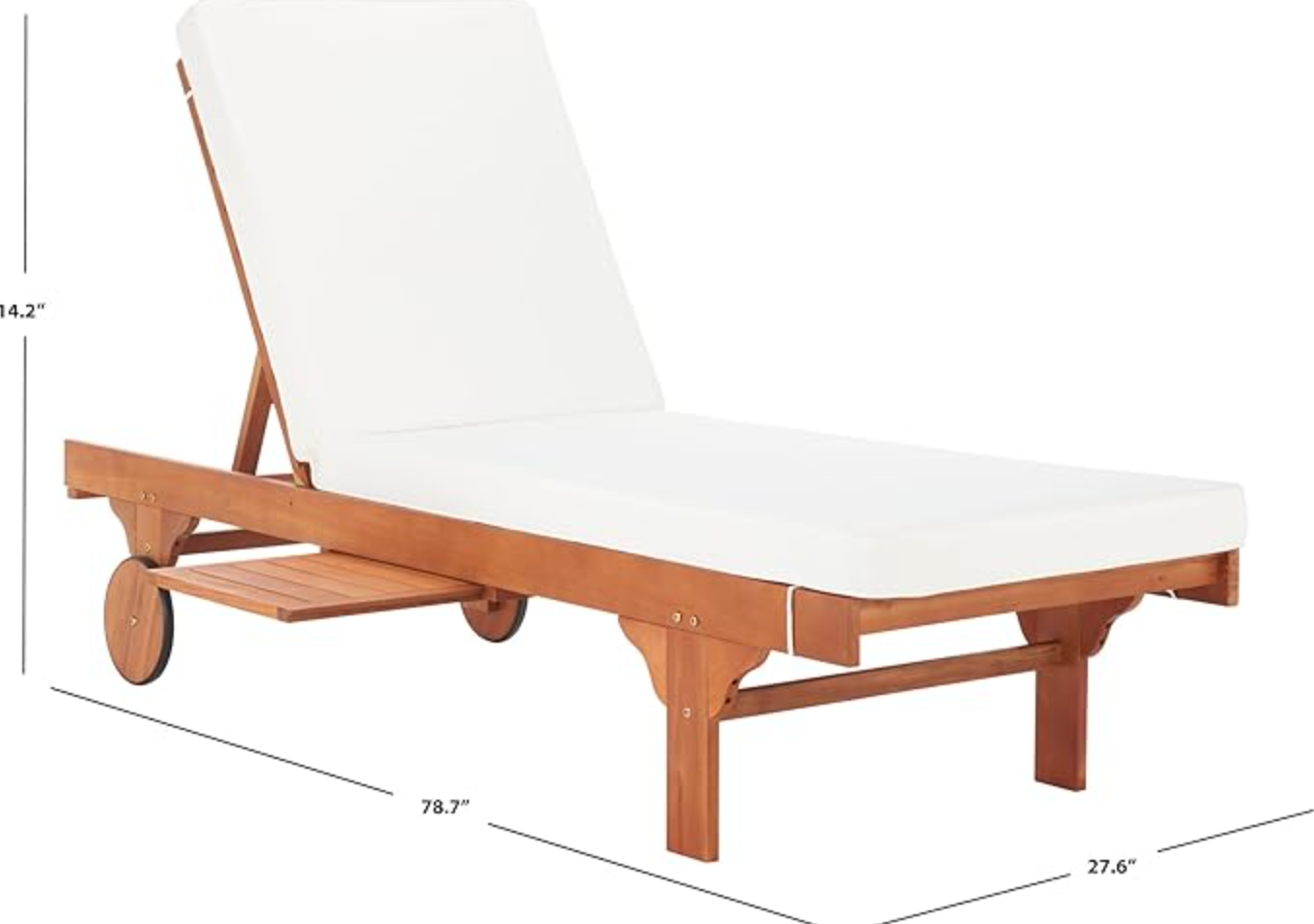 Natural wood adjustable chaise lounge chair w/ beige cushion 🌻
