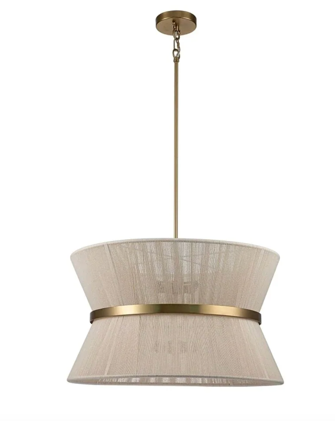 Modern boho ivory 8-light drum fabric hourglass 24"chandelier 🌙