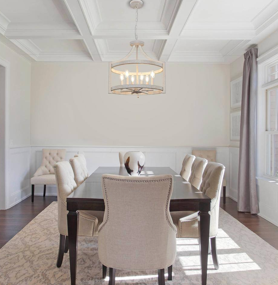 Distressed 19" white rustic farmhouse 6-light chandelier 🌻