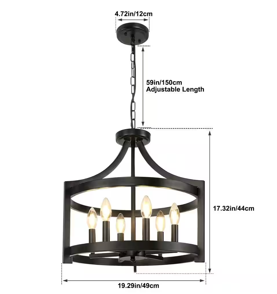 Distressed 19" white rustic farmhouse 6-light chandelier 🌻