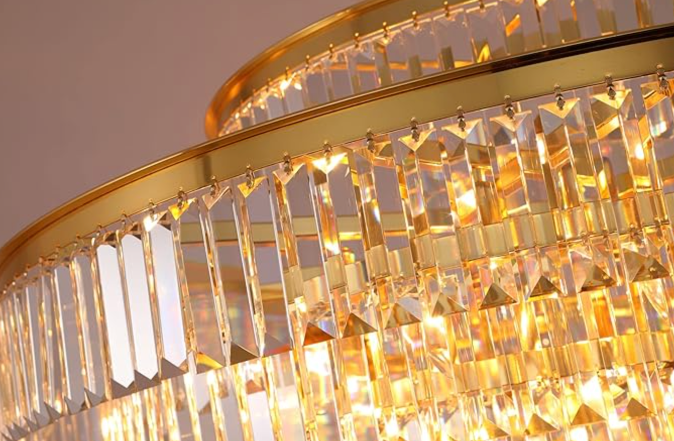 Modern gold crystal round 6-tier 31" chandelier ✨