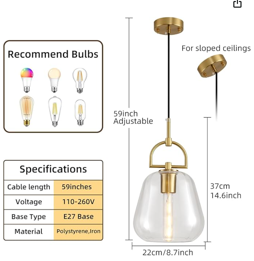 Gold 1-light pendant 💡