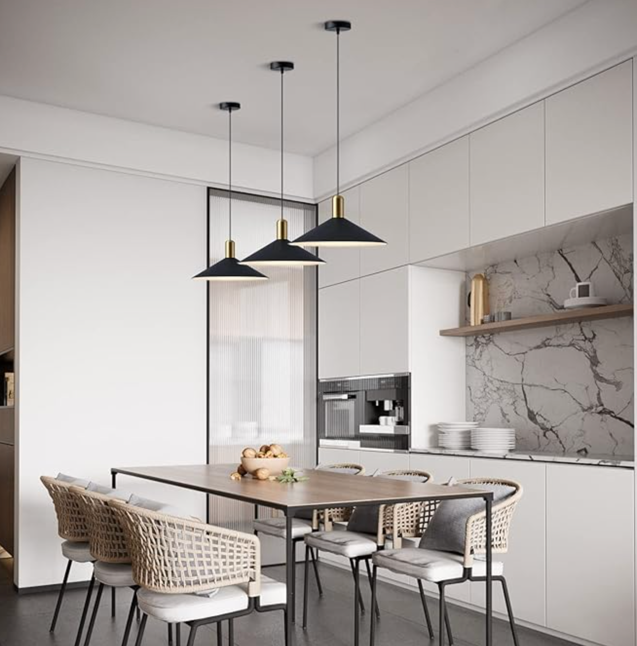 Farmhouse matte black barn 1-light mid-century dome pendant π€