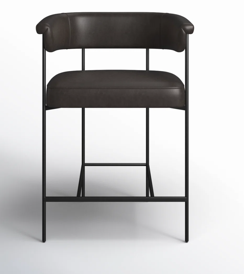 Four Hands genuine black leather counterheight barstool 🥂