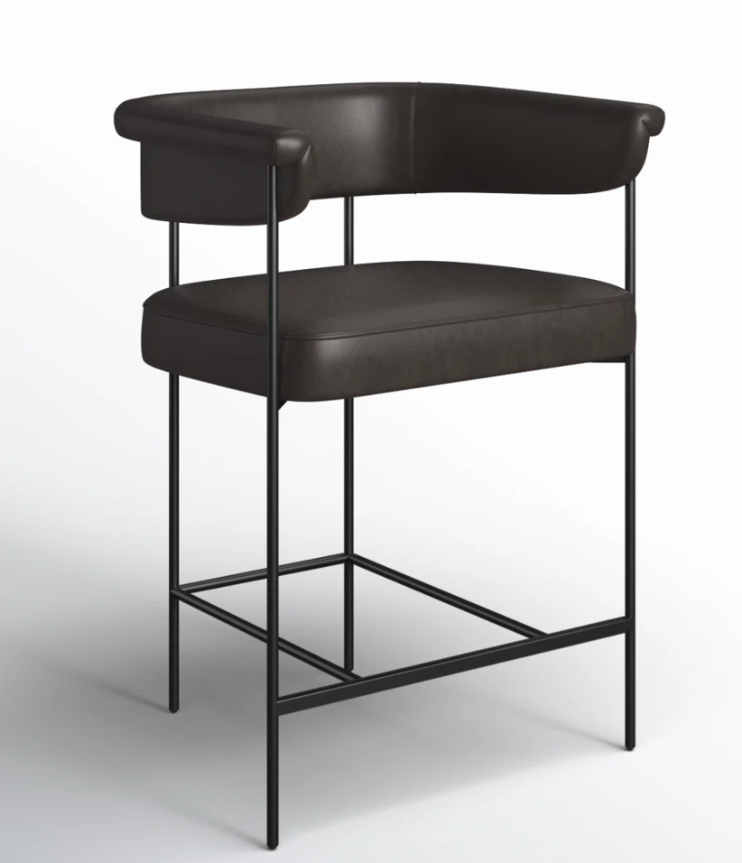 Four Hands genuine black leather counterheight barstool 🥂