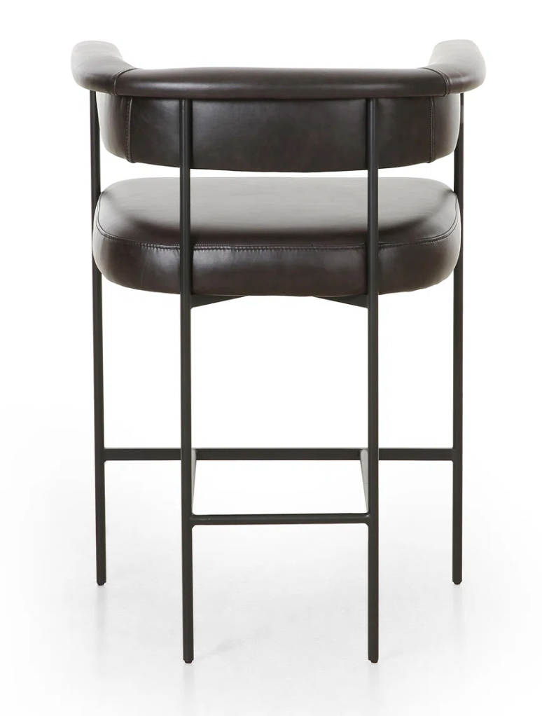 Four Hands genuine black leather counterheight barstool 🥂