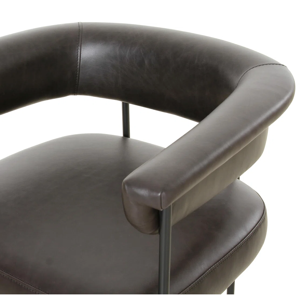 Four Hands genuine black leather counterheight barstool 🥂