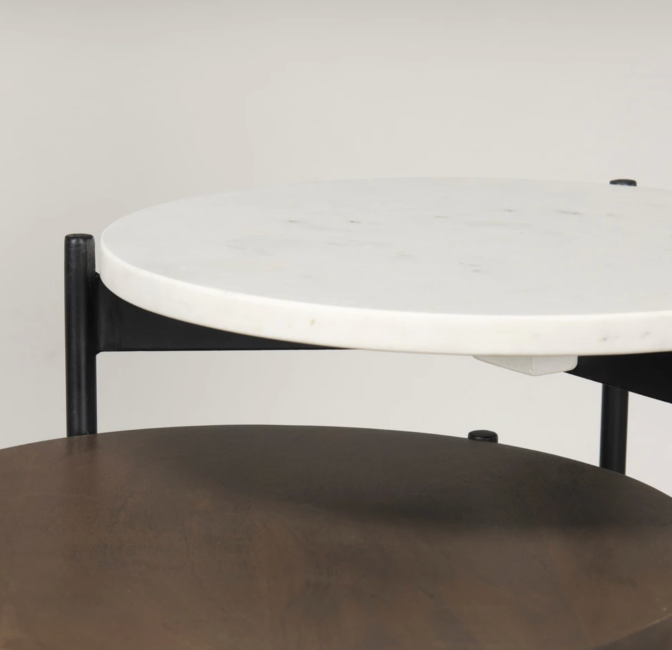 Marble & dark brown wood tabletop nesting end/side tables 🤎