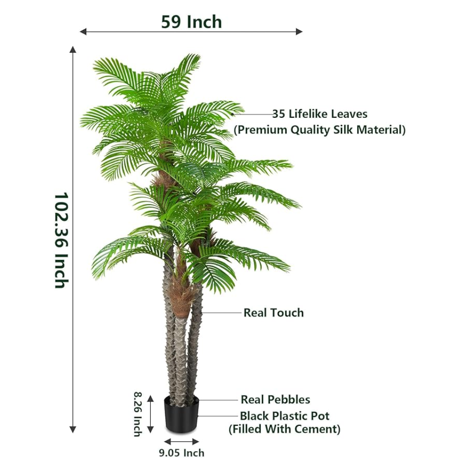 8.5ft faux palm tree in large pot 🌴