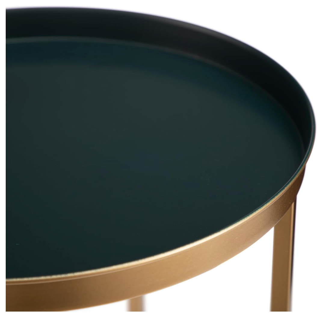 Navy blue & gold round metal waterproof 25H x 14D end table ✨