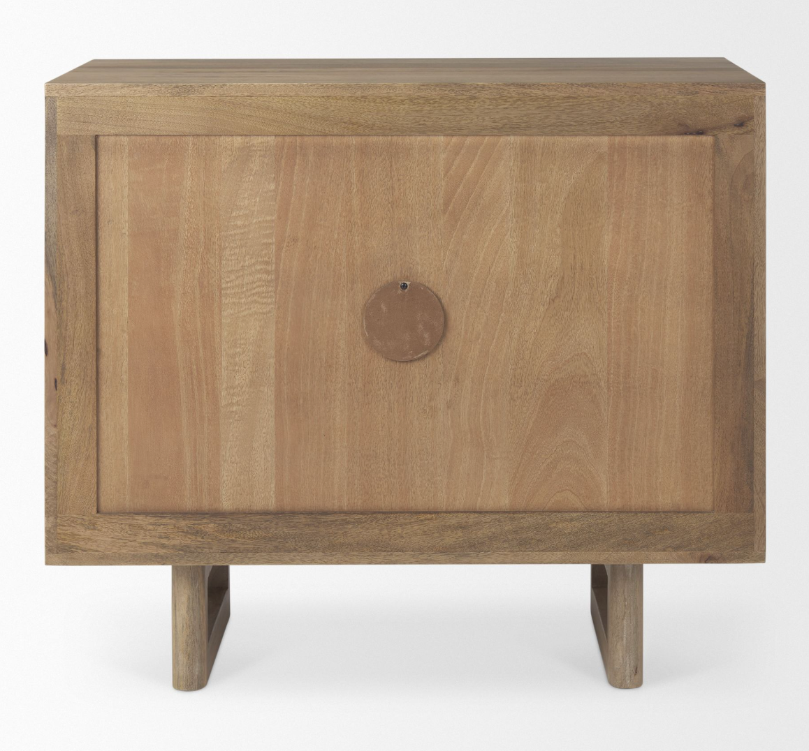 Light brown wood w/ cane 2-door Mercana accent cabinet πͺ΄