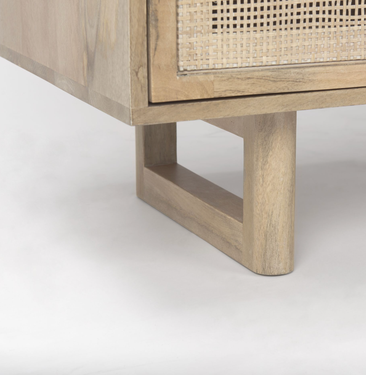 Light brown wood w/ cane 2-door Mercana accent cabinet πͺ΄