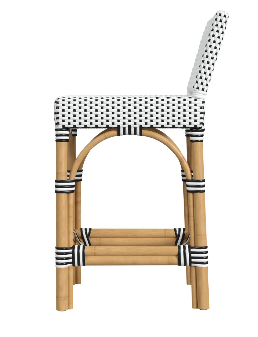Blue & white wicker counterheight patio barstool 🍹