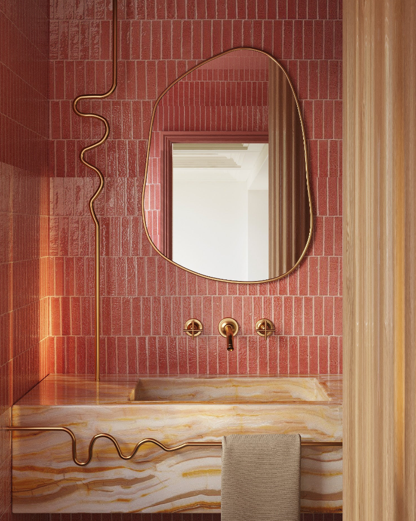 Brassy gold funky asymmetrical mirror 🪞