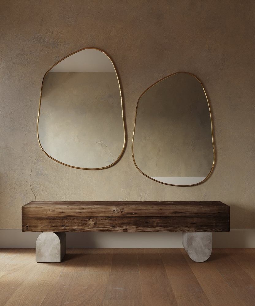 Brassy gold funky asymmetrical mirror 🪞