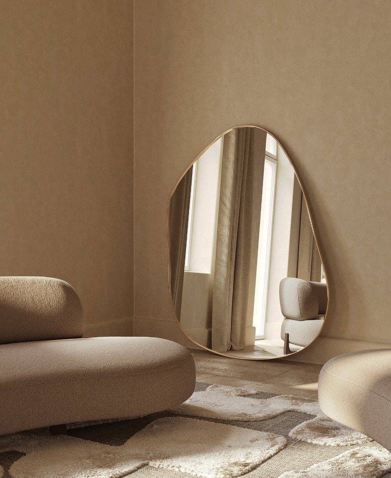 Brassy gold funky asymmetrical mirror 🪞