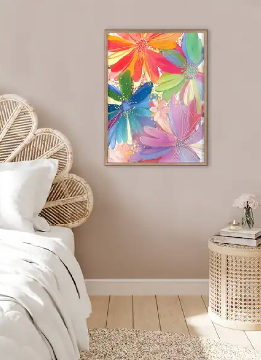 Colorful flowers 24x32 framed printed glass 💐